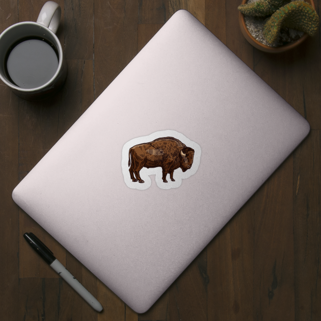 American Bison Distressed Buffalo Funny American Bison by zyononzy